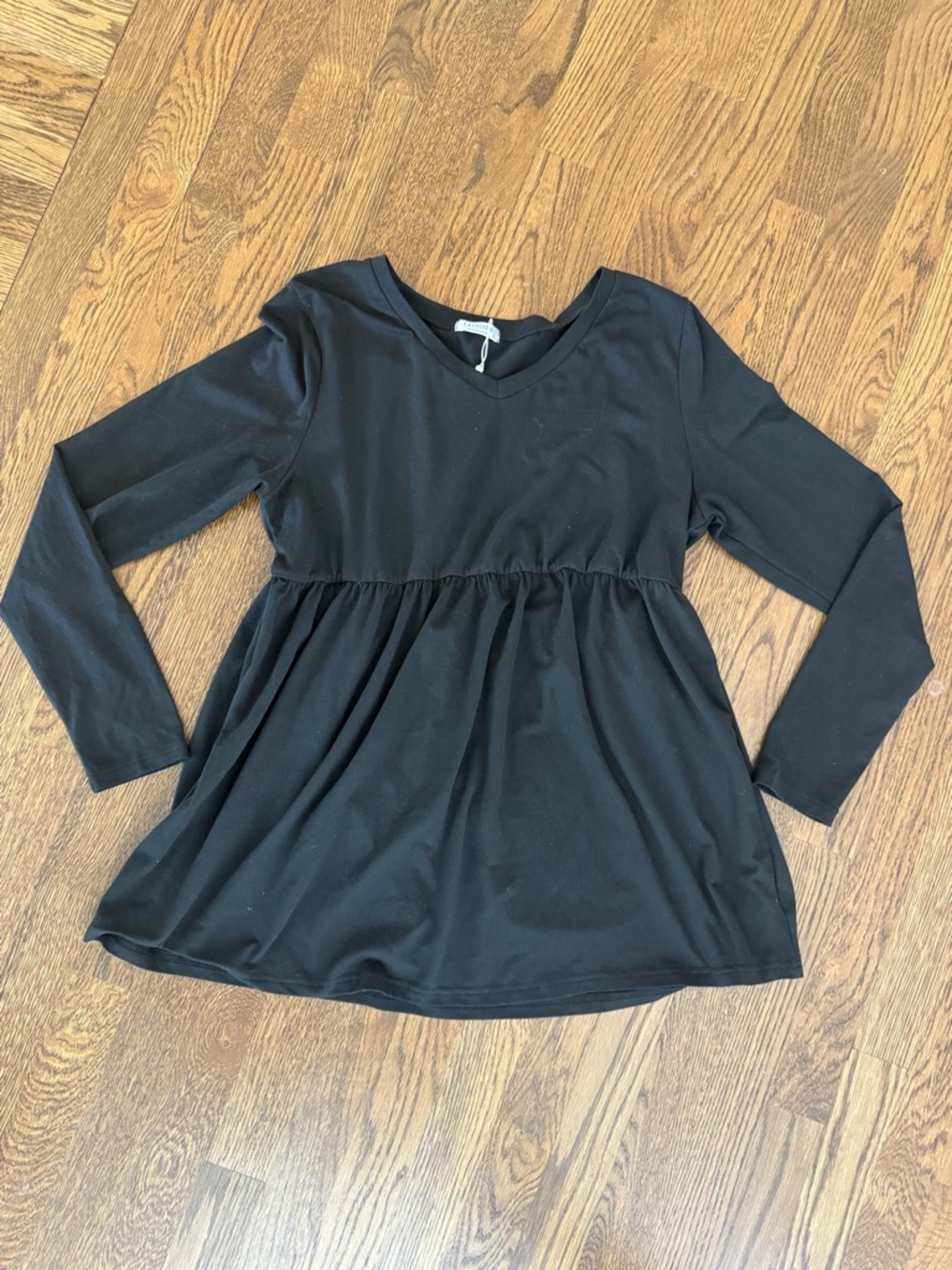 Black Long Sleeve Babydoll Top